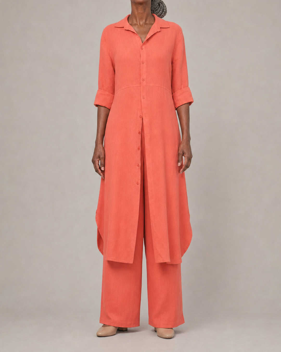 Callie in coral red