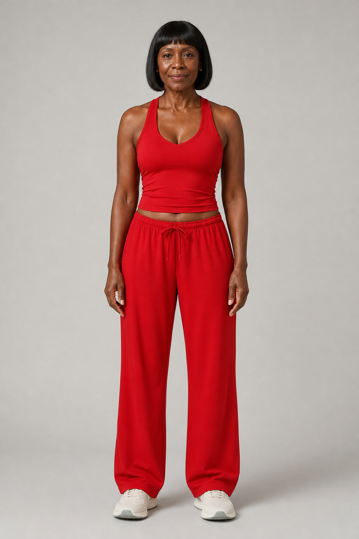 Novella in True Red Tank + Trousers