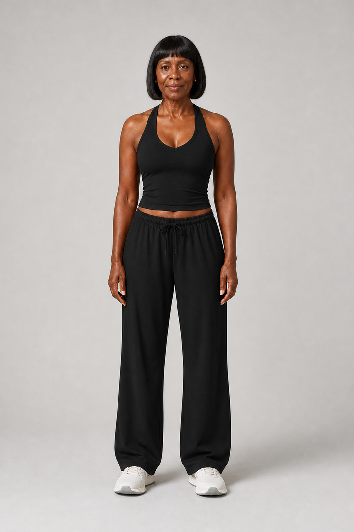 Novella in Rich Black Tank + Trousers