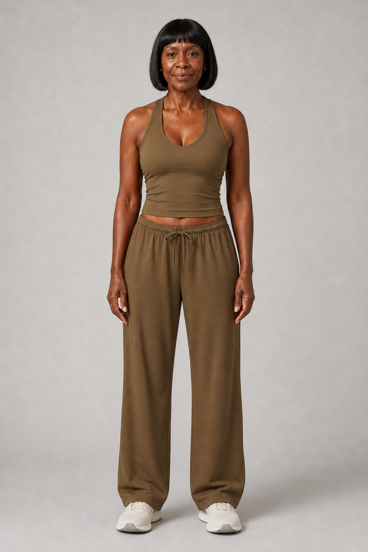 Novella in Coffee Tank + Trousers