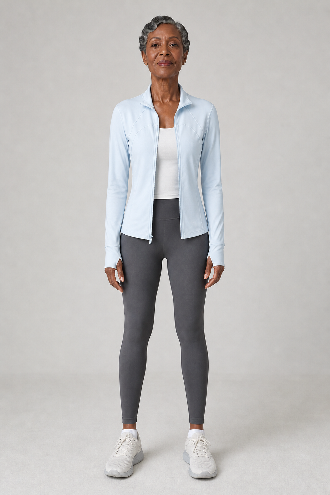 Corabelle in Blue Jacket + Black Trousers