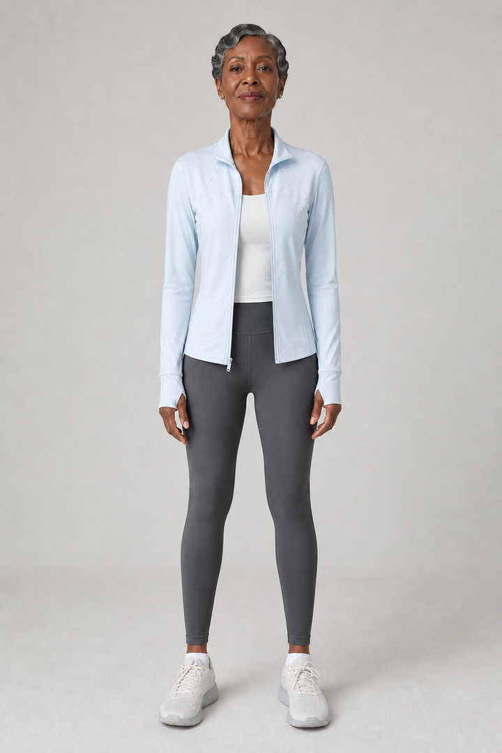Corabelle in Blue Jacket + Black Trousers
