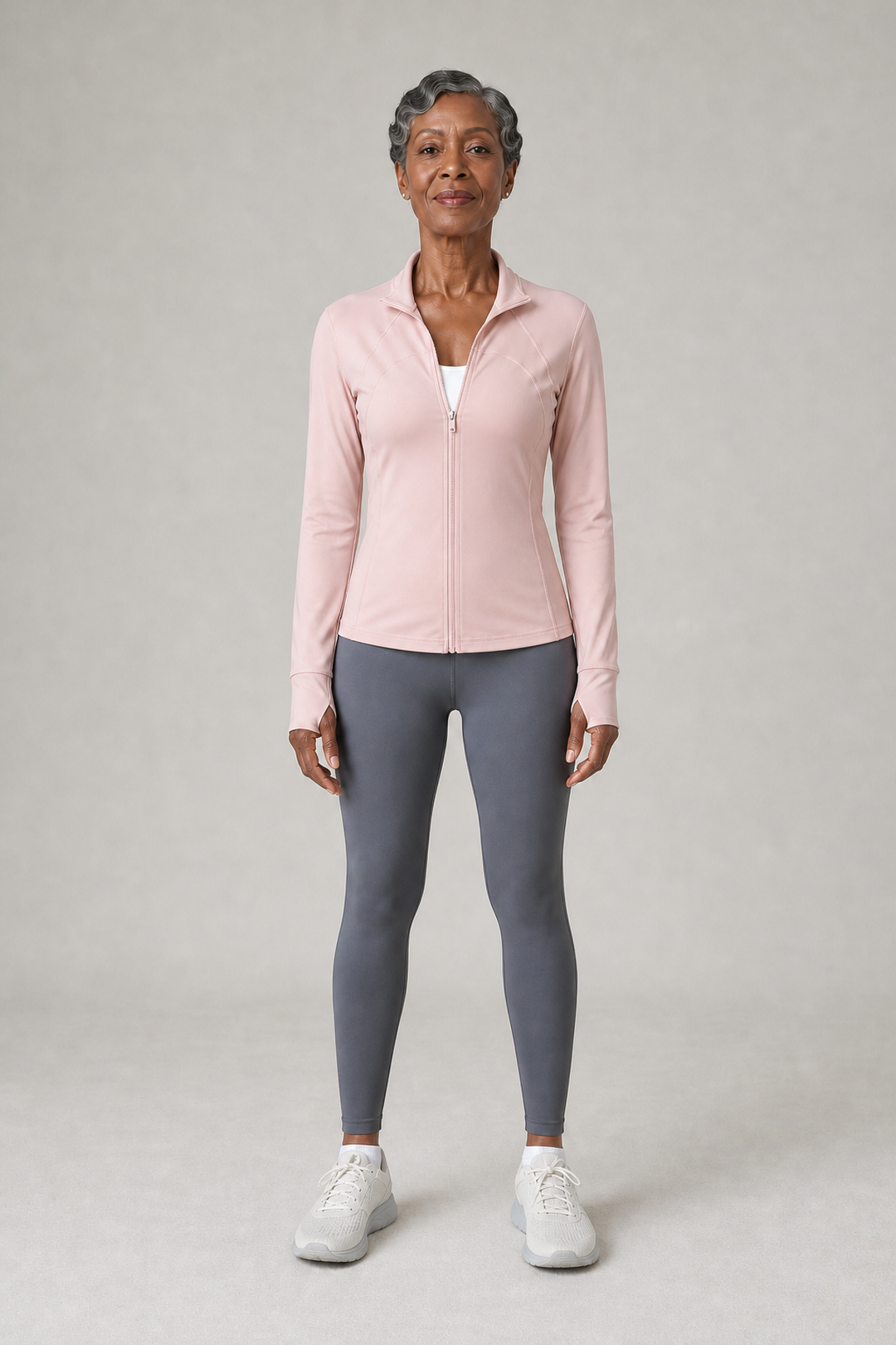 Corabelle in Pink Jacket + Charcoal Trousers