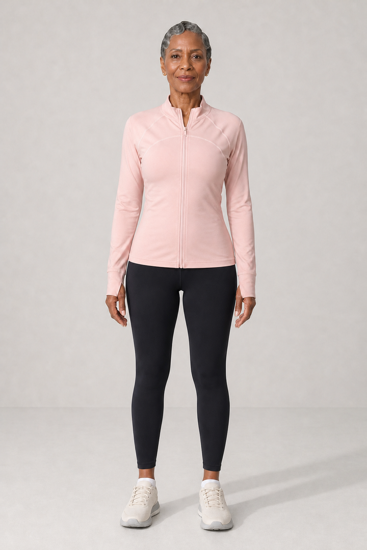 Philomena in Pink Jacket + Black Trousers