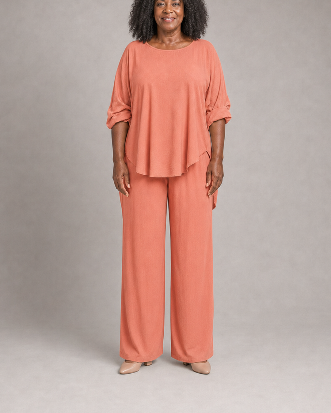 Ella in coral pink