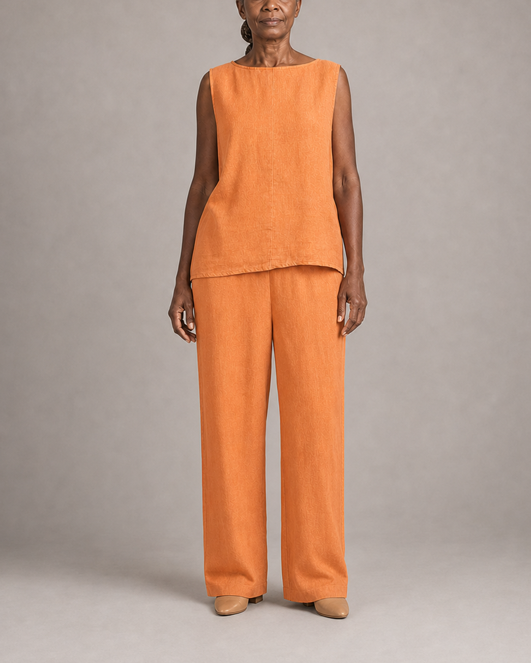 Jennifer in tangerine orange