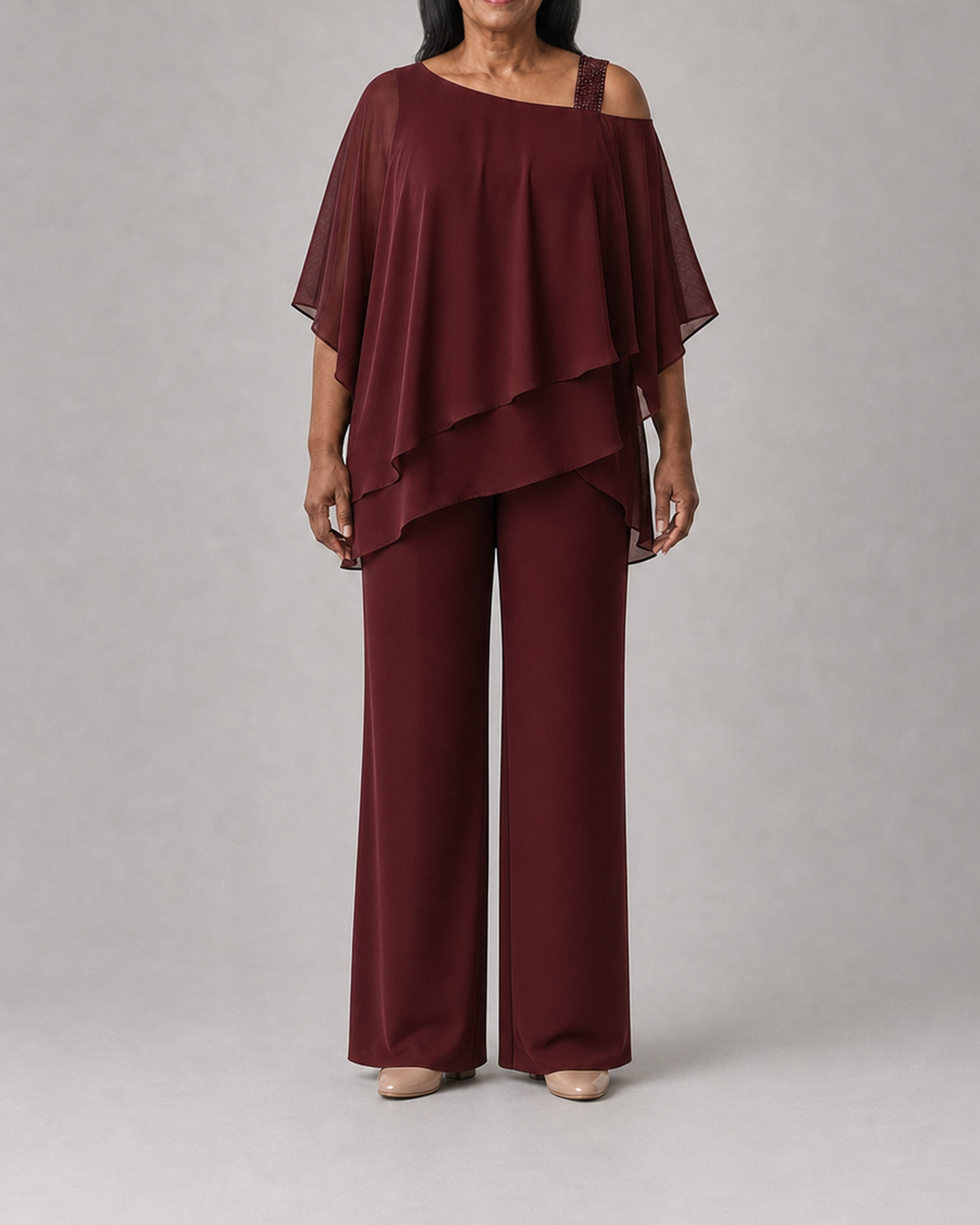 Naomi in dark red