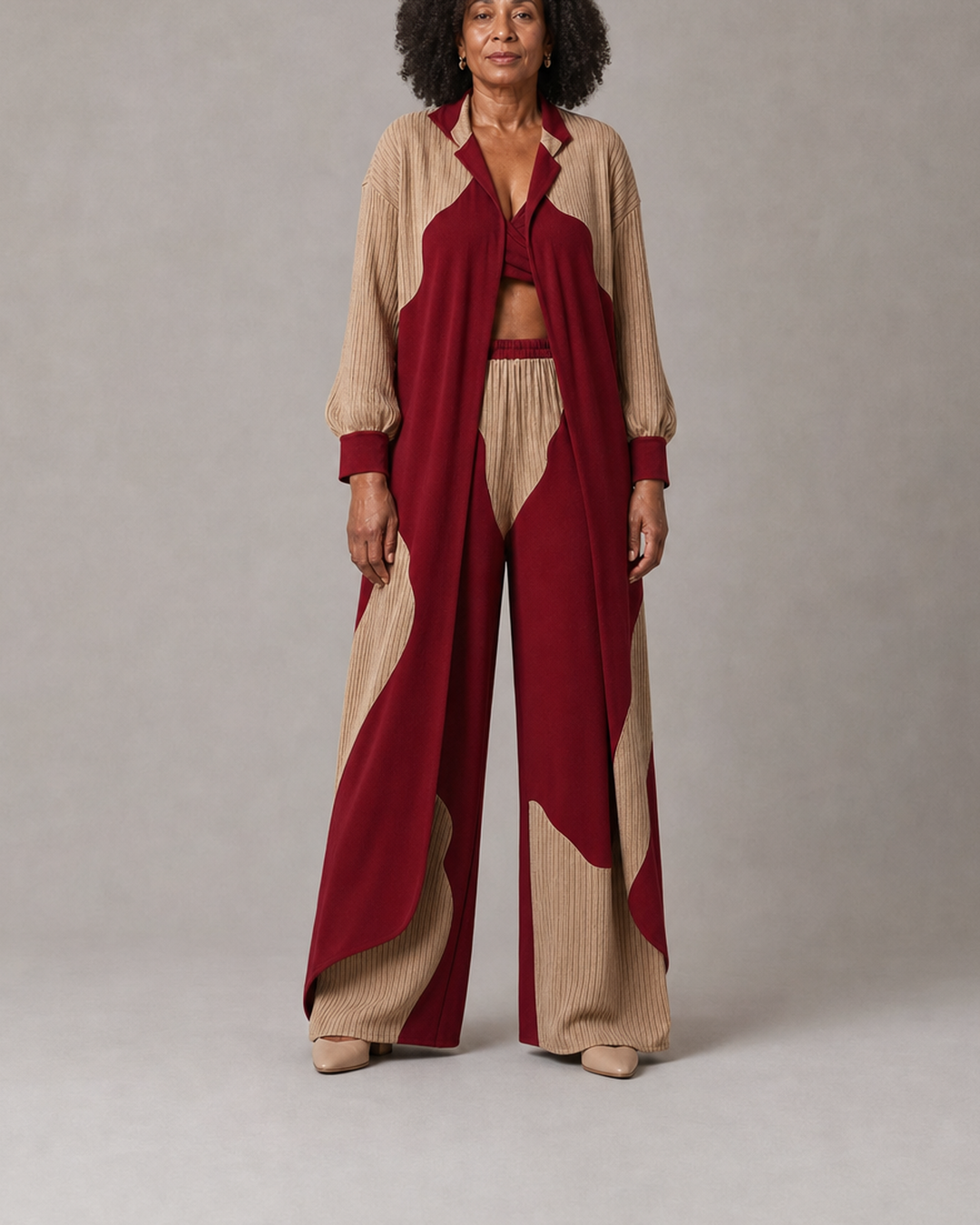 Anna in burgundy red