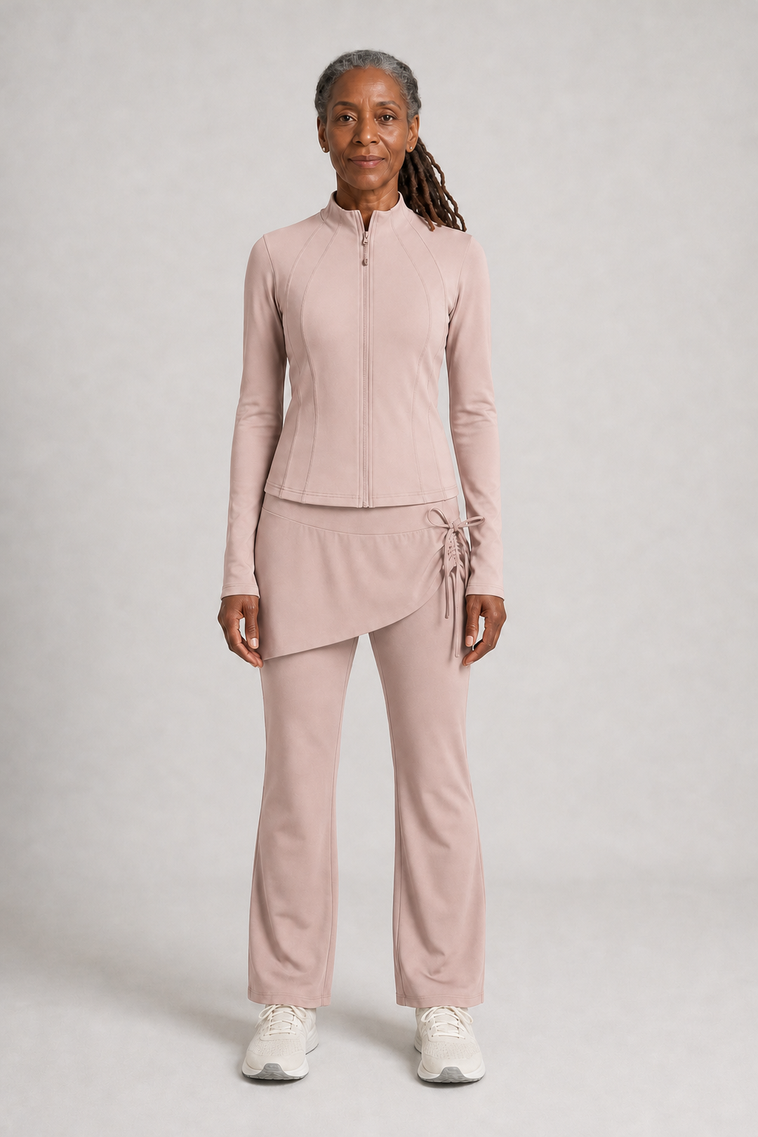 Khadijah in Pink & Charcoal Two-Piece