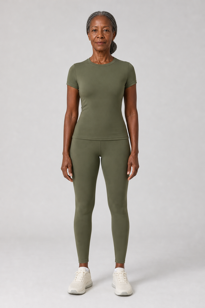Omolade in Forest Green Short-Sleeve Top + Trousers
