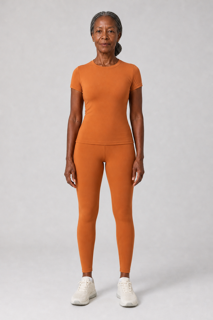 Omolade in Orange Short-Sleeve Top + Trousers