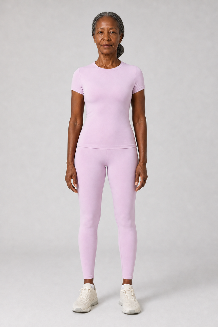 Omolade in Pink Short-Sleeve Top + Trousers