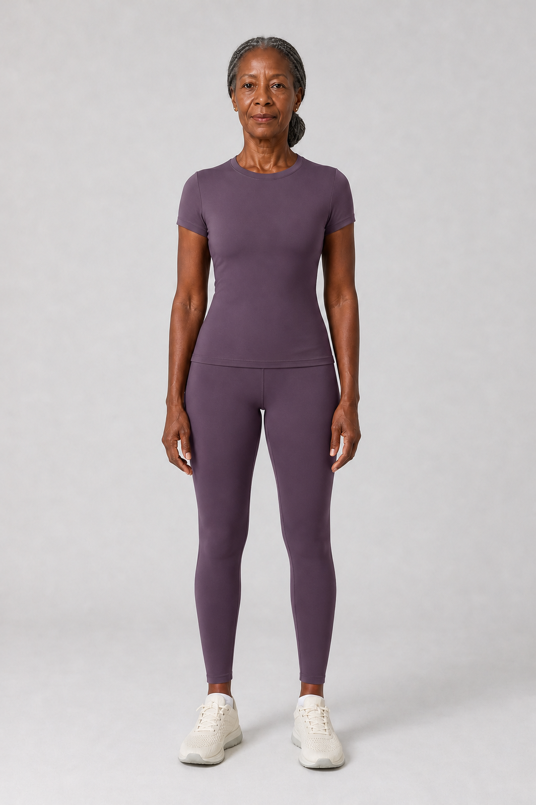 Omolade in Aubergine Short-Sleeve Top + Trousers