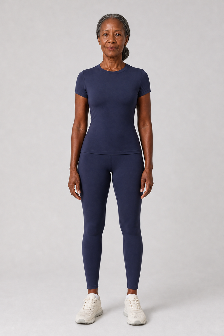 Omolade in Emblem Blue Short-Sleeve Top + Trousers