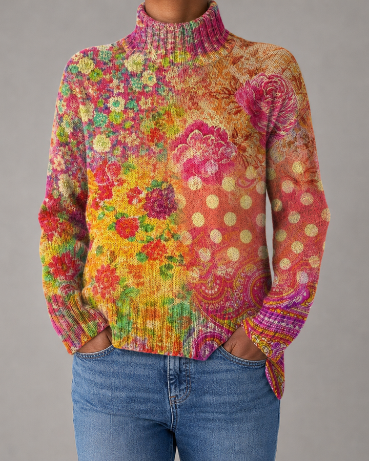 Abigail | Floral Polka Dot Turtleneck