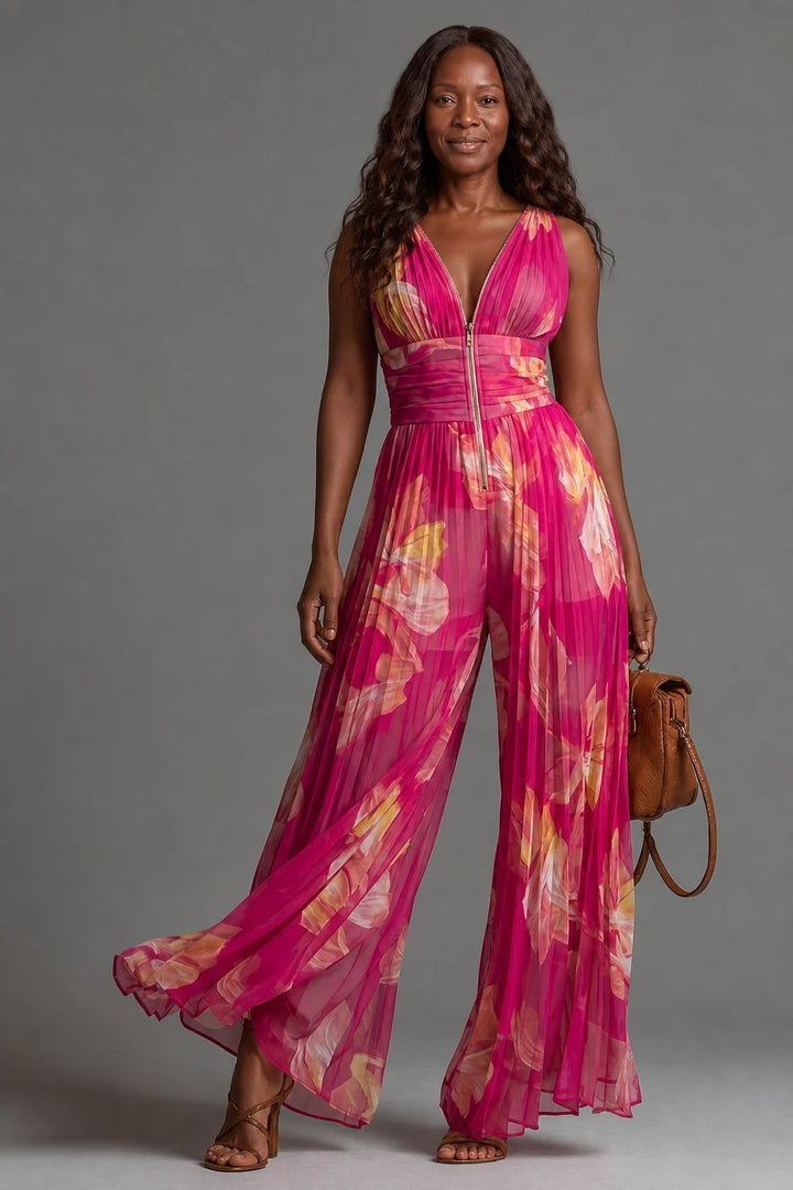 Fleur | Floral Pleated Jumpsuit
