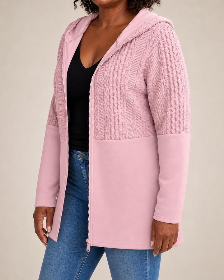 Shelia | Cable-Knit Textured Hooded Coat
