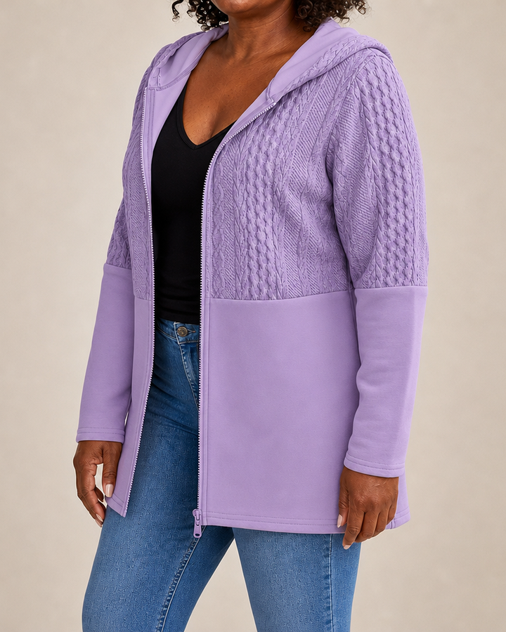 Shelia | Cable-Knit Textured Hooded Coat