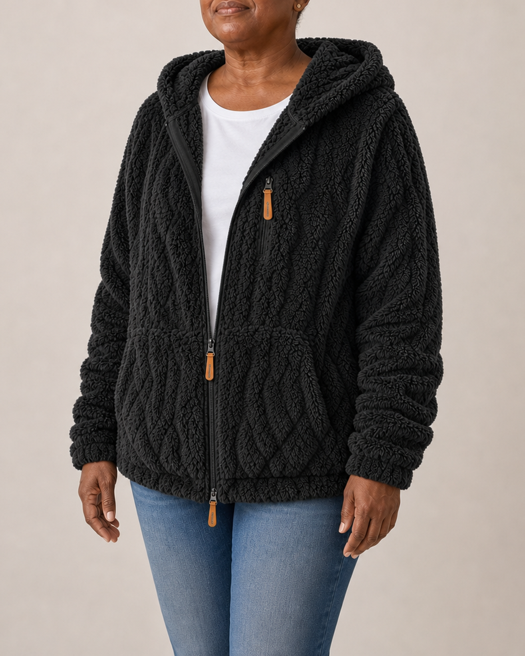 Lisa | Textured Fleece Zip-Up Coat