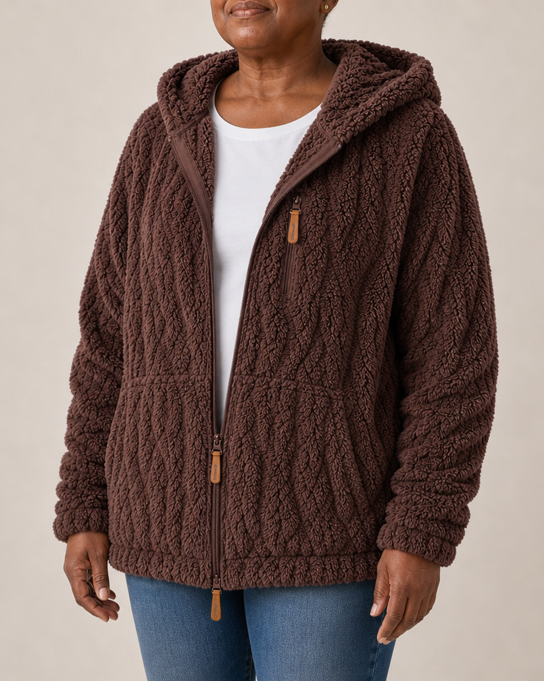 Lisa | Textured Fleece Zip-Up Coat