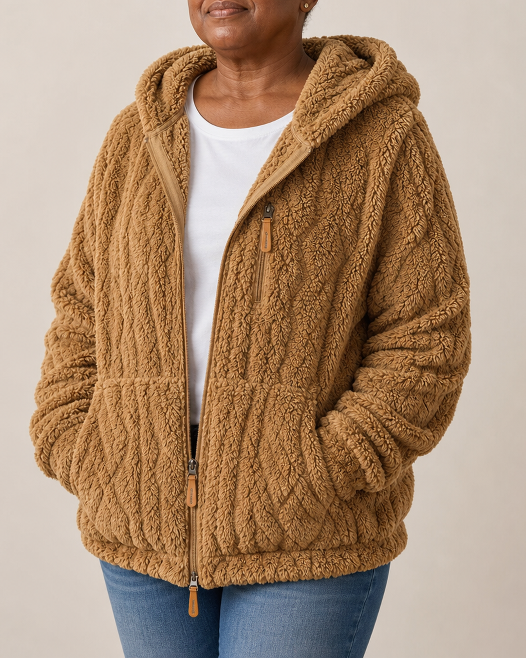 Lisa | Textured Fleece Zip-Up Coat