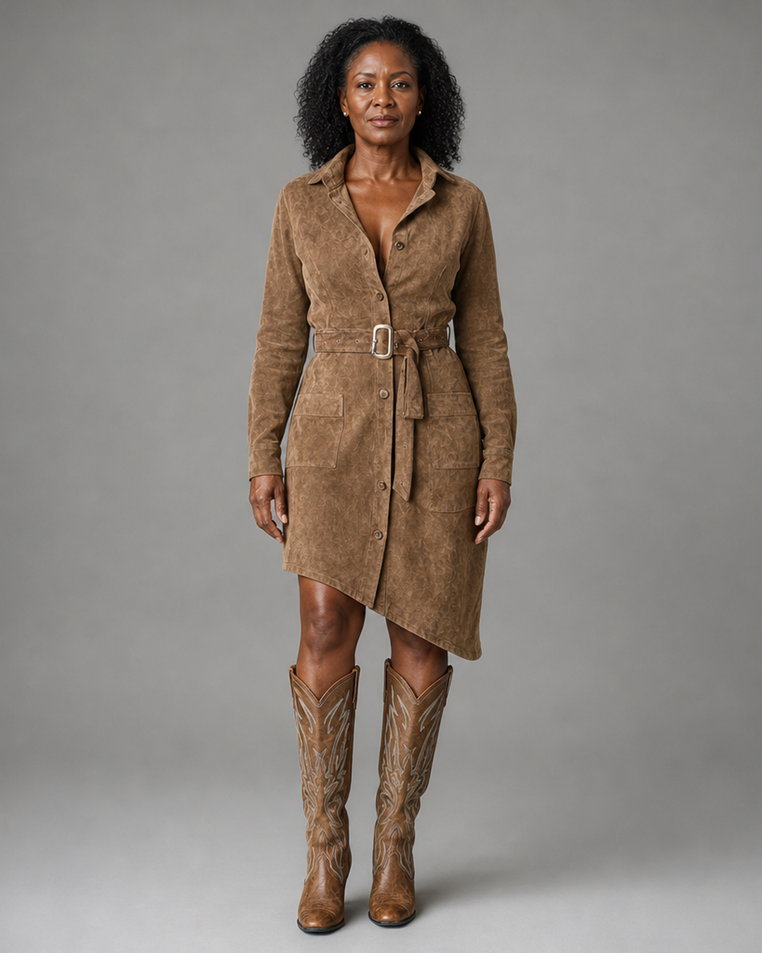 Gina | Midi Suede Dress