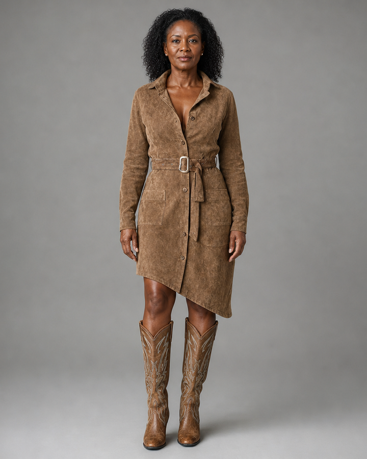Gina | Midi Suede Dress