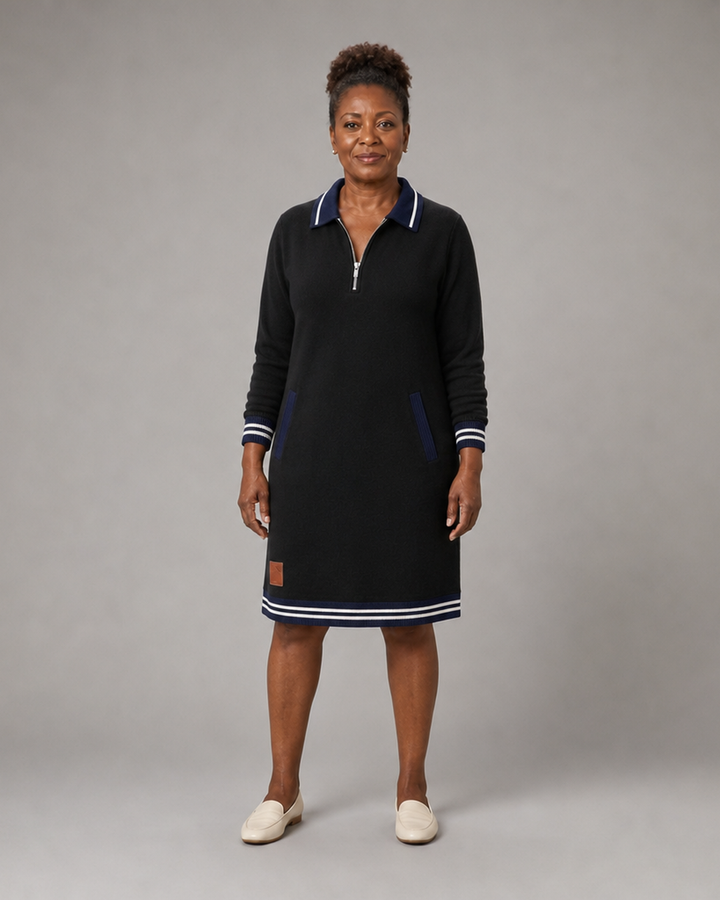 Adeline Women's Half Zip Polo Sweatshirt Dress
