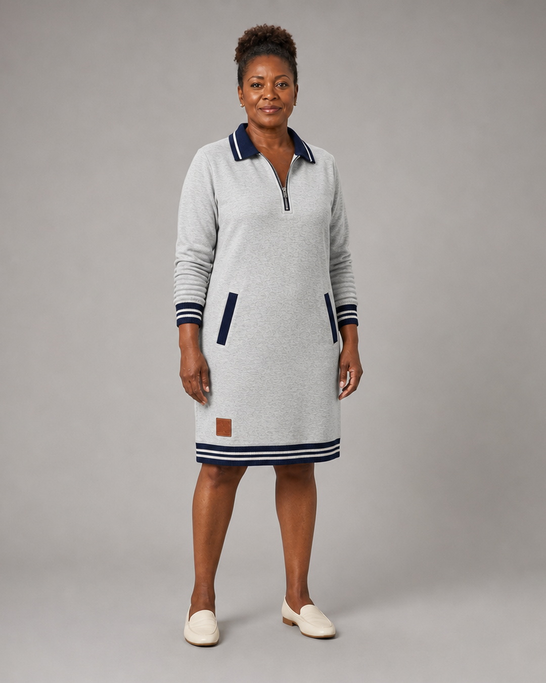 Adeline Women's Half Zip Polo Sweatshirt Dress