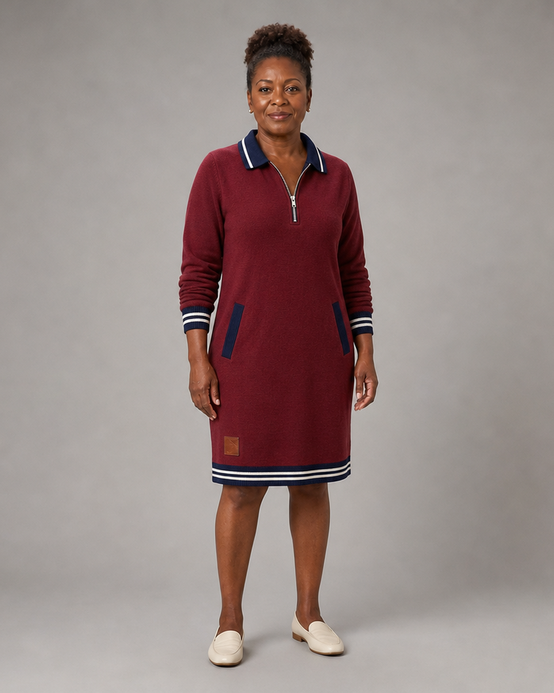 Adeline Women's Half Zip Polo Sweatshirt Dress