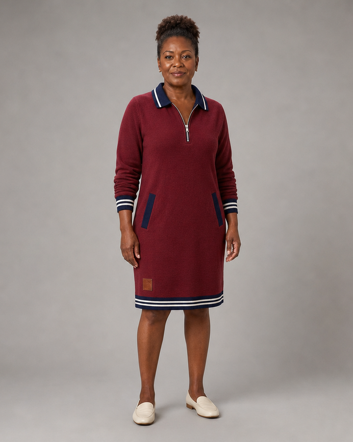 Adeline Women's Half Zip Polo Sweatshirt Dress