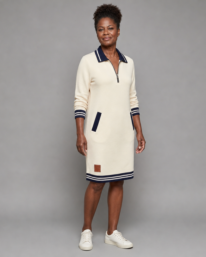 Adeline Women's Half Zip Polo Sweatshirt Dress
