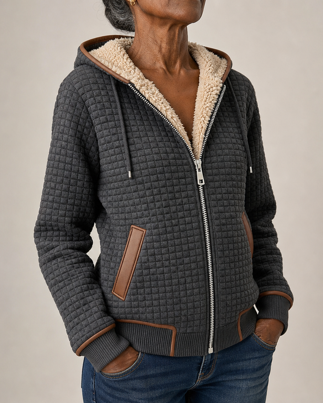 Ainsley | Cozy Sherpa-Lined Zip-Up Hooded Jacket