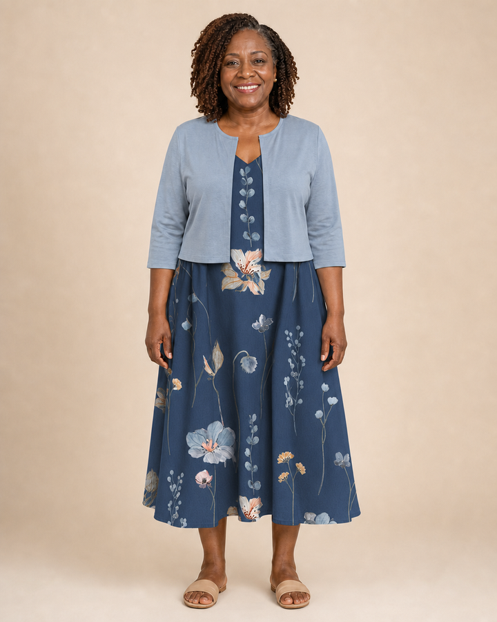 Ursuline | Floral Dress With Cropped Overlay