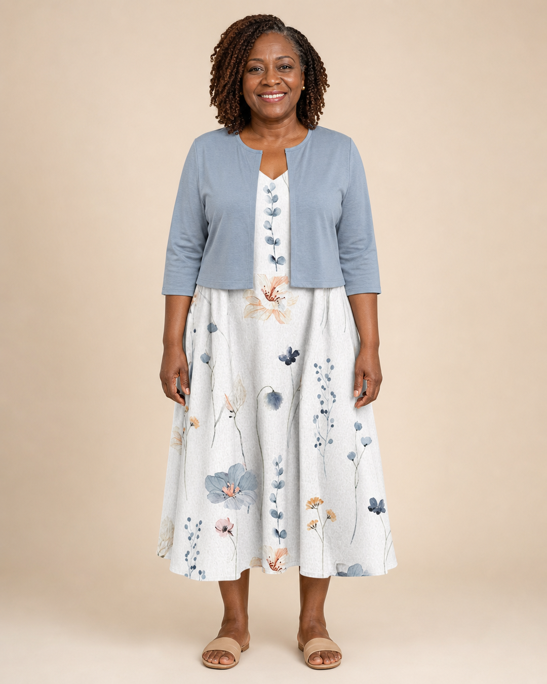Ursuline | Floral Dress With Cropped Overlay