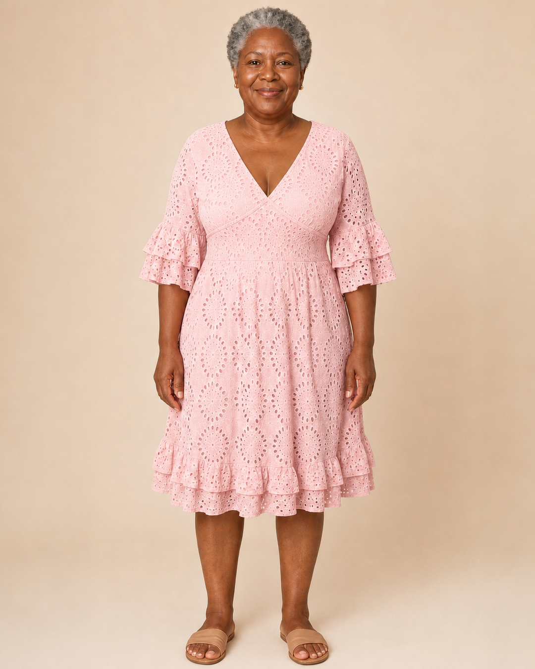 Estelline | Flutter-Sleeve Lace Wrap Dress