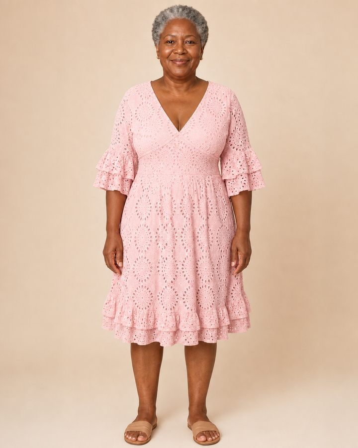 Estelline | Flutter-Sleeve Lace Wrap Dress