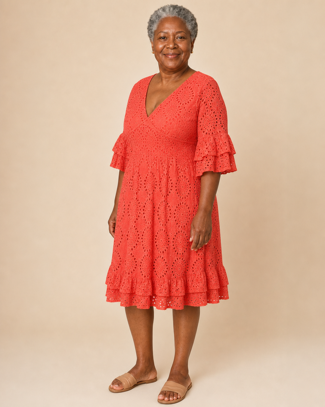 Estelline | Flutter-Sleeve Lace Wrap Dress
