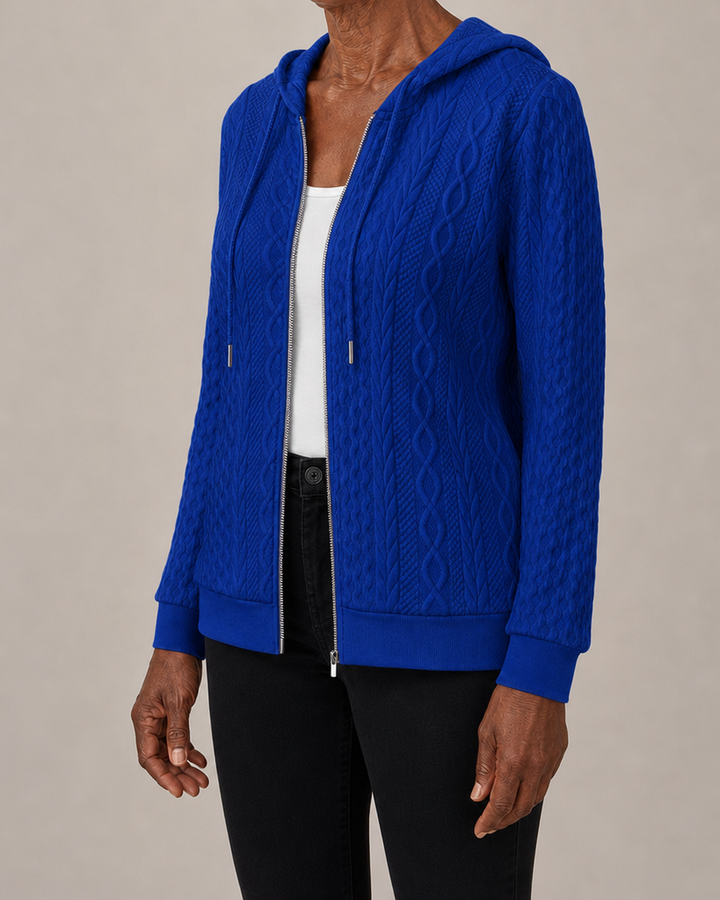 Sue | Cable-Knit Zip-Up Hoodie Coat
