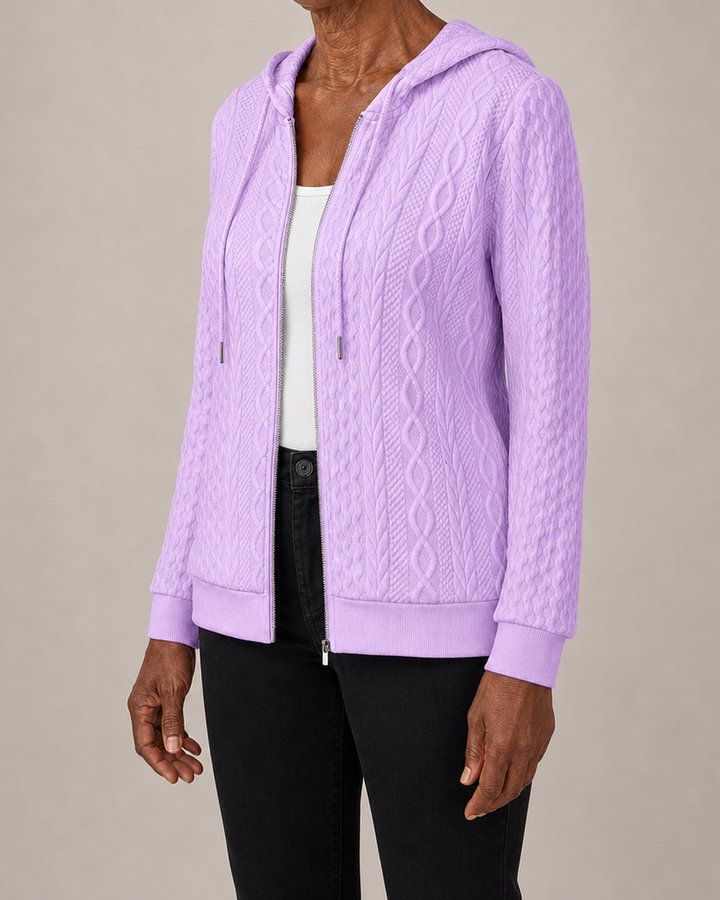 Sue | Cable-Knit Zip-Up Hoodie Coat