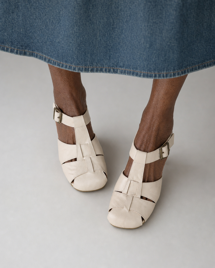 Joann | Genuine Leather Shoes - Beige