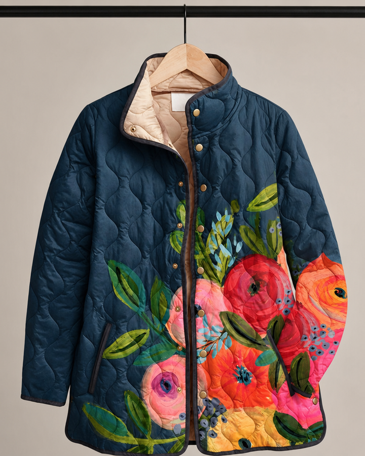 Amaya | Vintage Floral Print Quilted Jacket