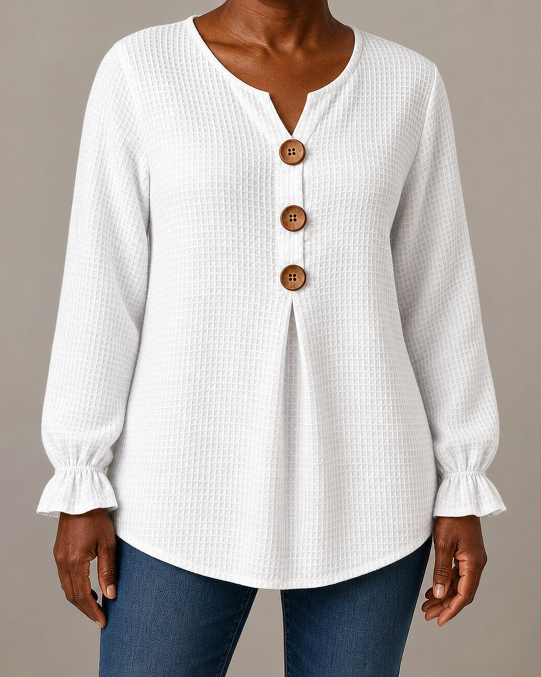 Amelia | Textured Button-Detail Relaxed Blouse