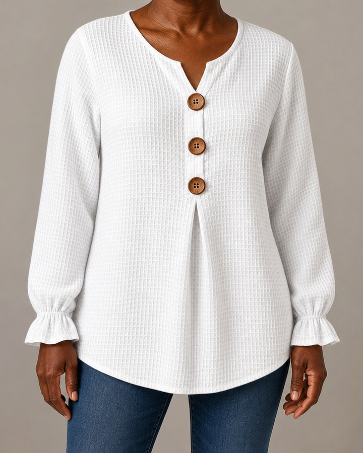 Amelia | Textured Button-Detail Relaxed Blouse