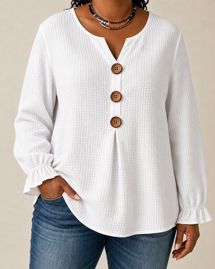 Amelia | Textured Button-Detail Relaxed Blouse