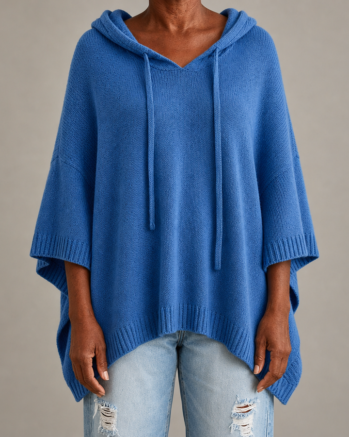 Amelie | Blue Poncho Sweater