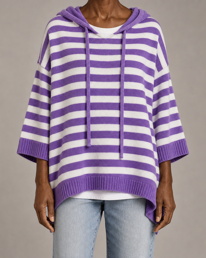 Anais | Purple Striped Poncho Sweater