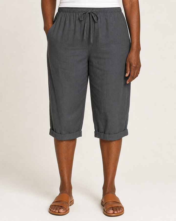 Anne | Relaxed Casual Capri Shorts — Dark Gray