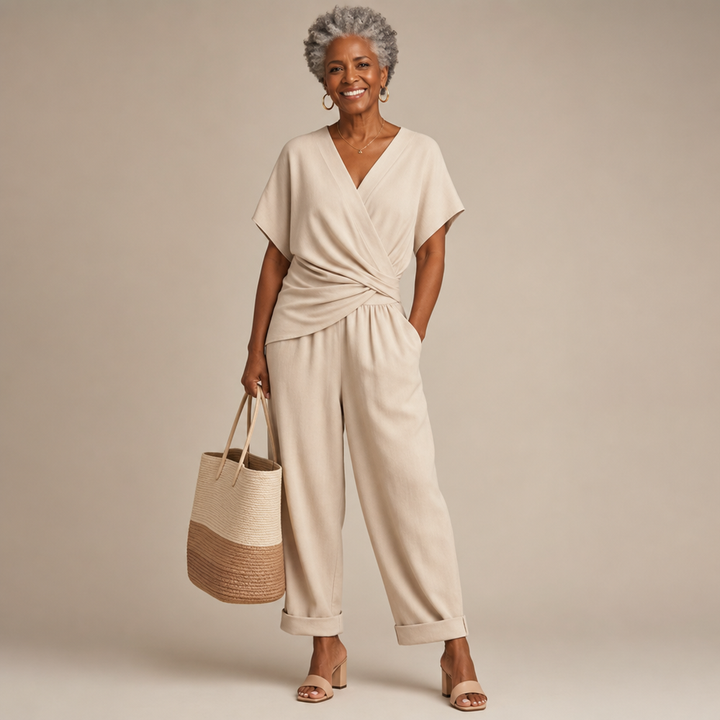 Colleen | Elegant Two-Piece Set - Apricot