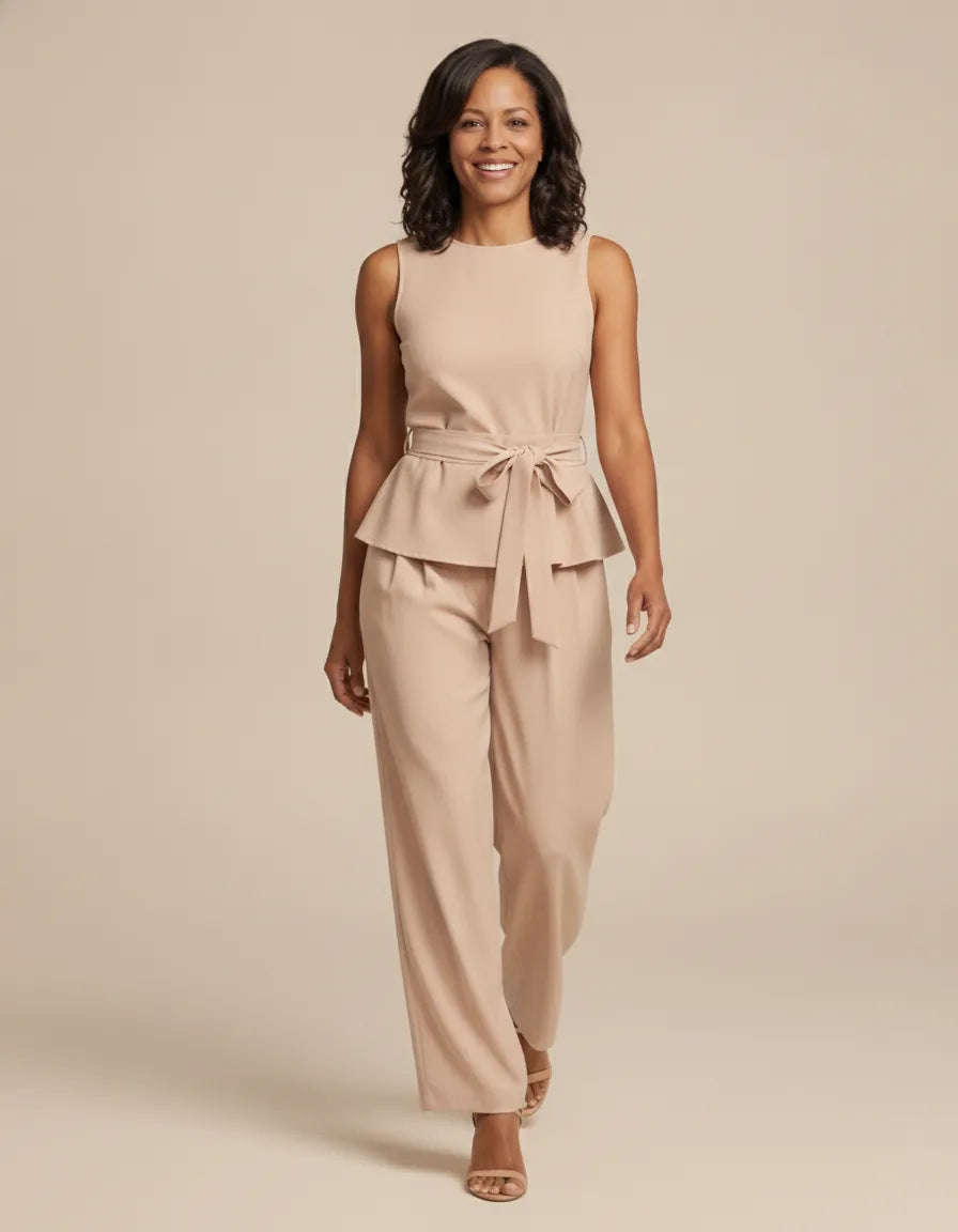 Camila | Tie-Waist Peplum Two-Piece Set